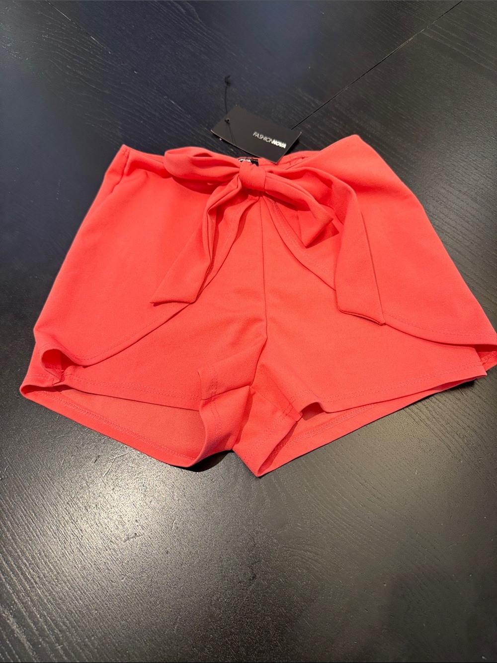 Fashion Nova Coral-Red Tie Front Skort - Picture 1 of 3